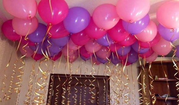 розовые и фиолетовые шары
